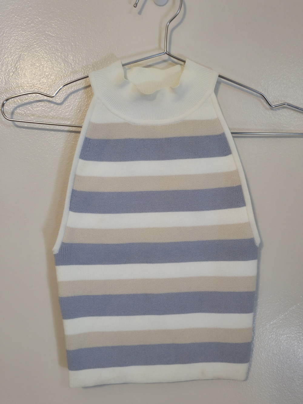 Aritzia Babaton Sculpt Knit Tank Top Blue & Cream Striped - 2XS